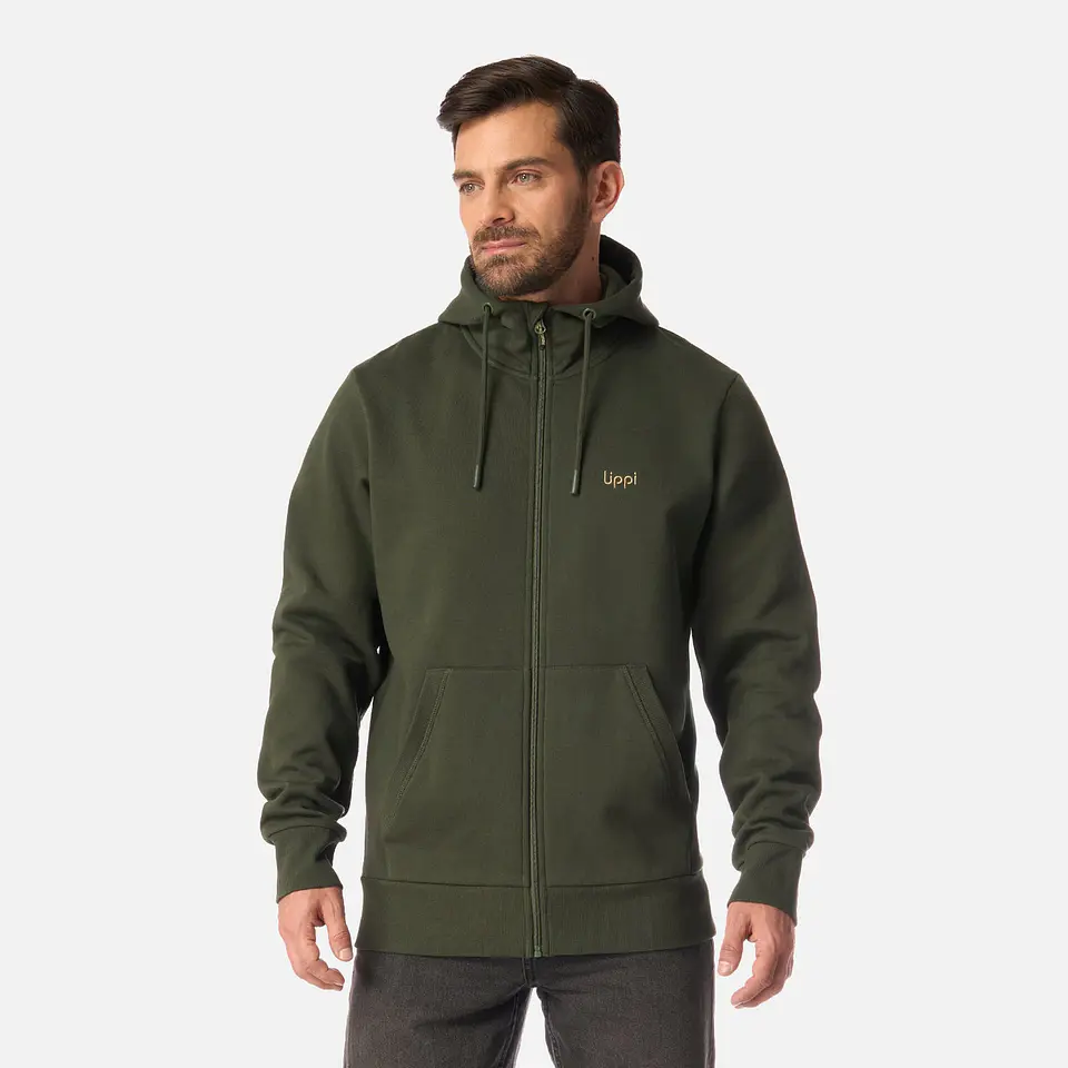Polerón Lippi Ulmo Full Zip Hoody Sweatshirt Hombre Verde Militar 1