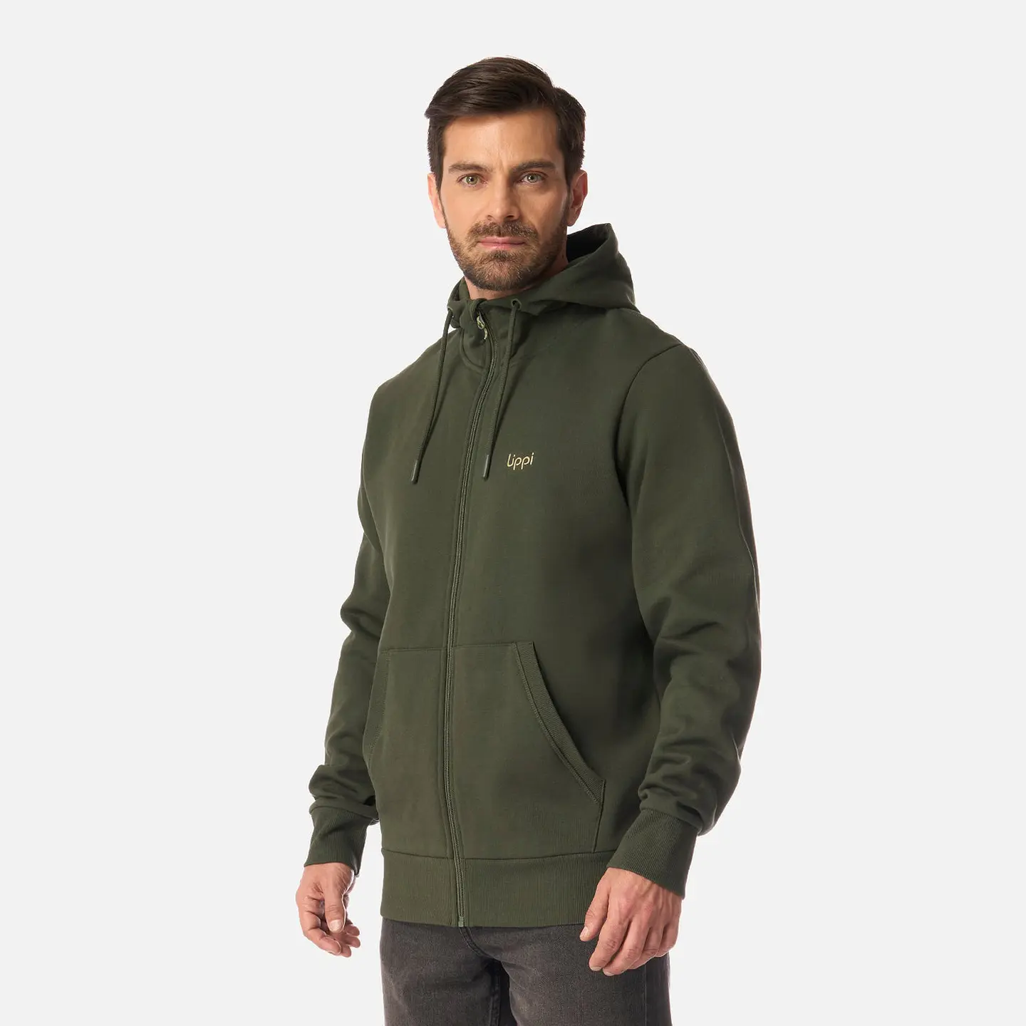 Polerón Lippi Ulmo Full Zip Hoody Sweatshirt Hombre Verde Militar 2