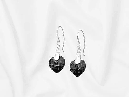 Aros corazón cristal swarovski negro 1