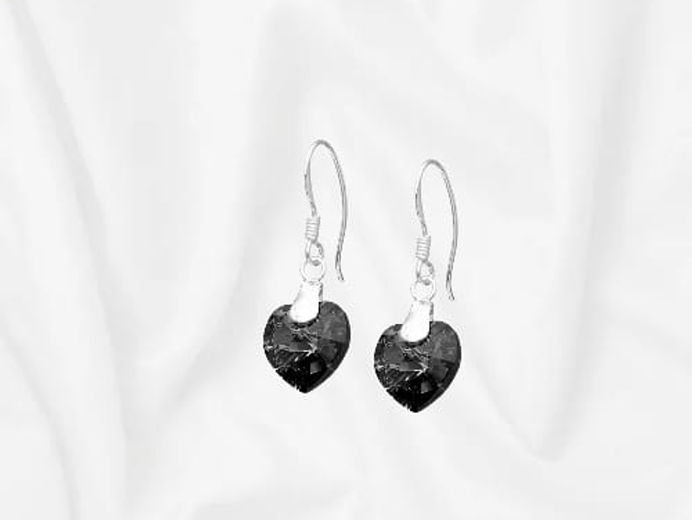 Aros corazón cristal swarovski negro 1