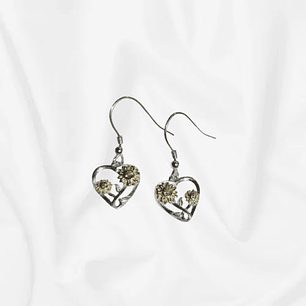 Aros corazón girasoles ámbar