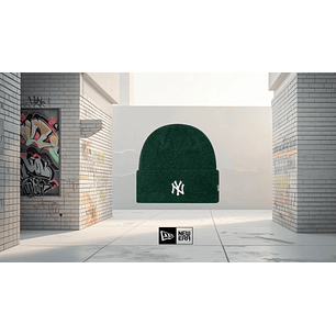 Beanie New York Yankees MLB Wide Cuff Dark Green Woman