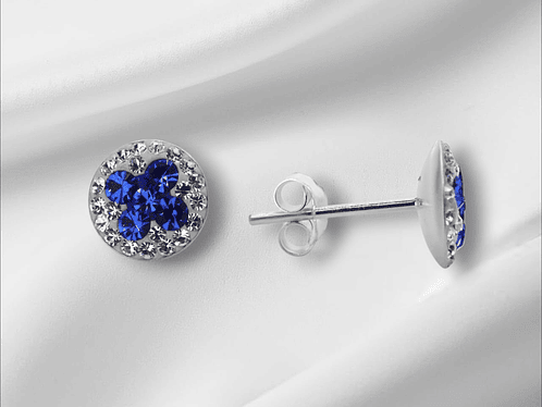 Aros Diseño Flor Azul de Strass. 1