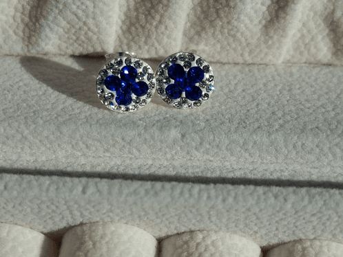 Aros Diseño Flor Azul de Strass. 2