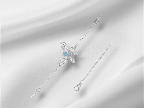 Pulsera Diseño De Libelula con Opalo y circones. 1