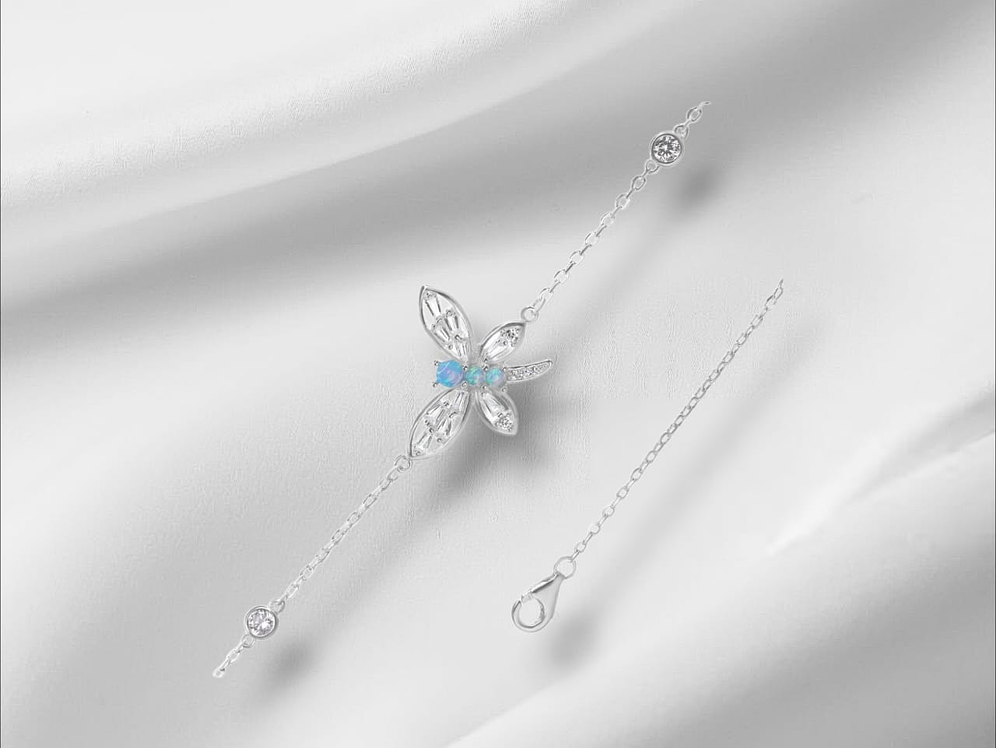Pulsera Diseño De Libelula con Opalo y circones. 1