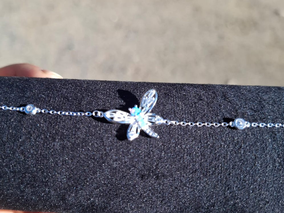 Pulsera Diseño De Libelula con Opalo y circones. 2