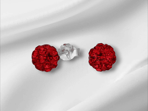 Aros Esfera Hecho con Cristal Swarovski Rojo 6mm. 1