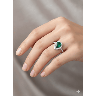 Anillo Gota Esmeralda con Microcircones 