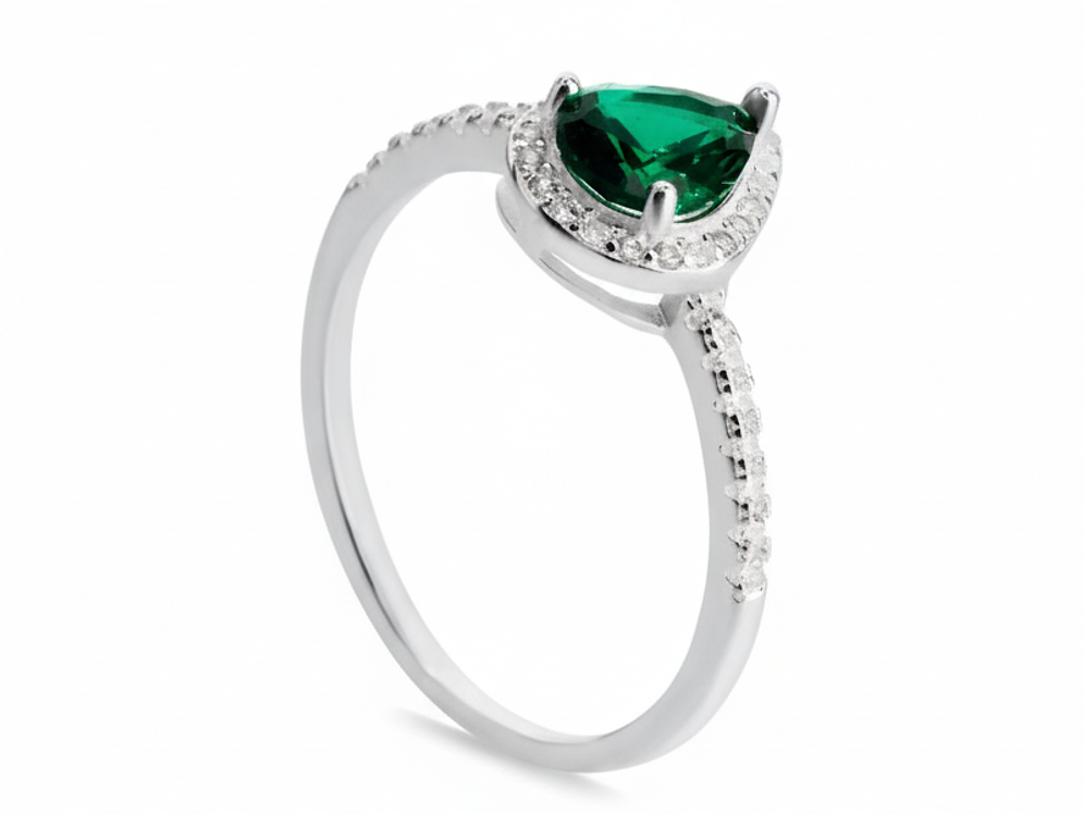 Anillo Gota Esmeralda con Microcircones  2