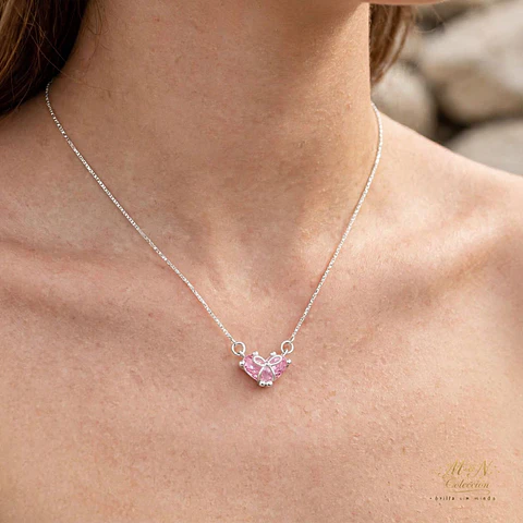 Collar  Corazon Lazo Coquette Cicones Rosa Francia 