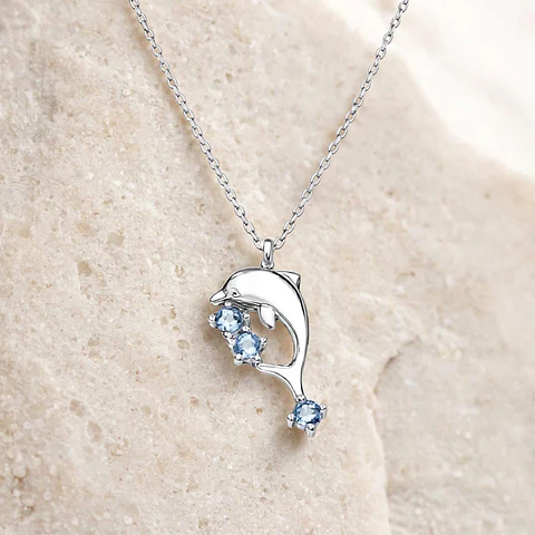 Collar Delfin Circones Agua Marina 