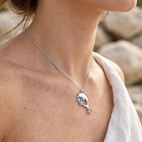 Collar Delfin Circones Agua Marina 