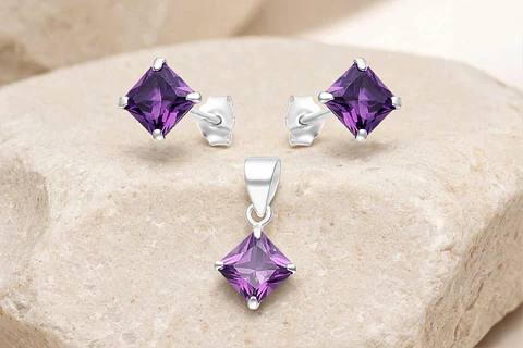 Conjunto Rombo Circon Amatista 