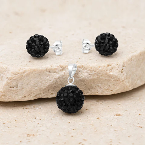 Conjunto Esferas Cristales Negro