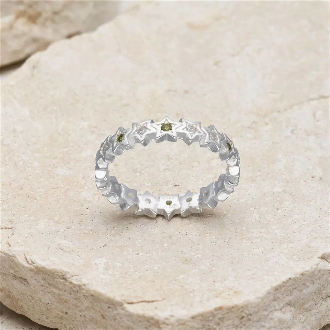 Anillo Estrellas Circones Verde Oliva  1
