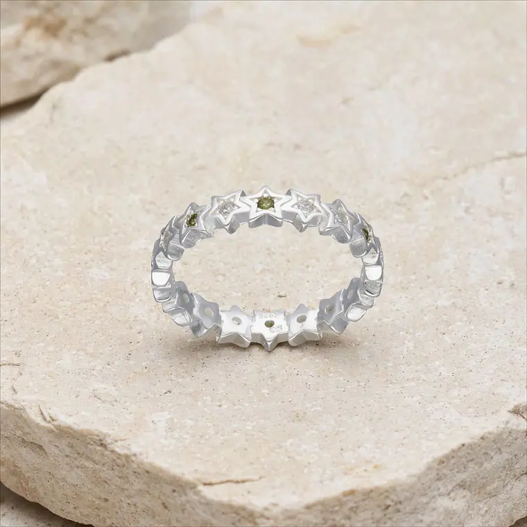 Anillo Estrellas Circones Verde Oliva  1