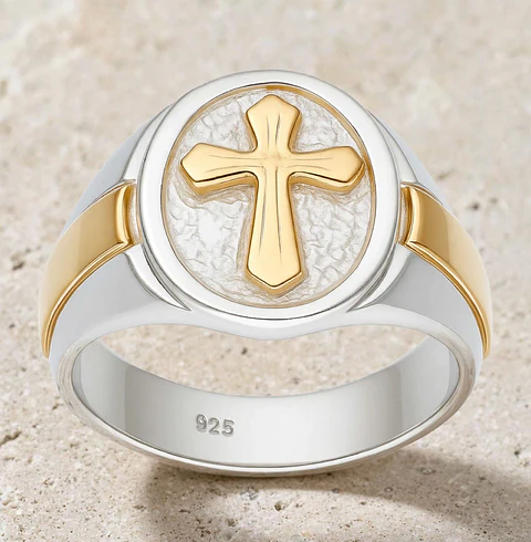 Anillo Sello cruz en oro T19
