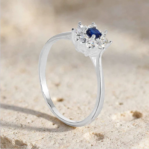 Anillo Rosetta Circones Tradicionales Azul Talla 17