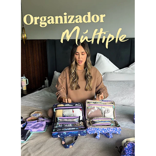 Organizador Múltiple Leopardo Lila