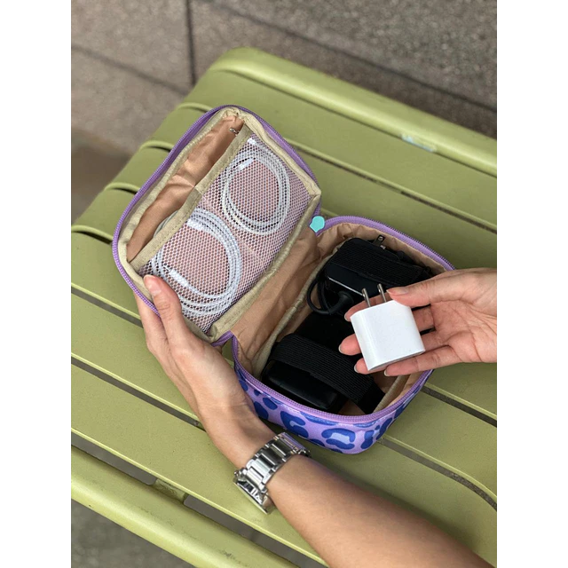 Organizador de Cables PRO Leopardo Lila