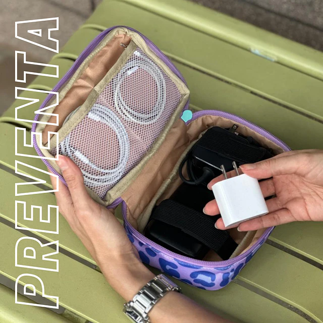 Organizador de Cables PRO Leopardo Lila