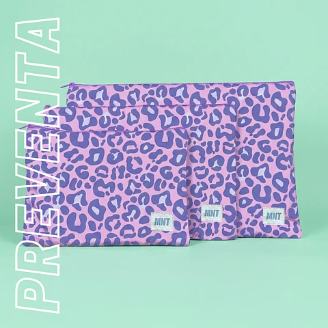Kit Bolsas Viajeras Leopardo Lila