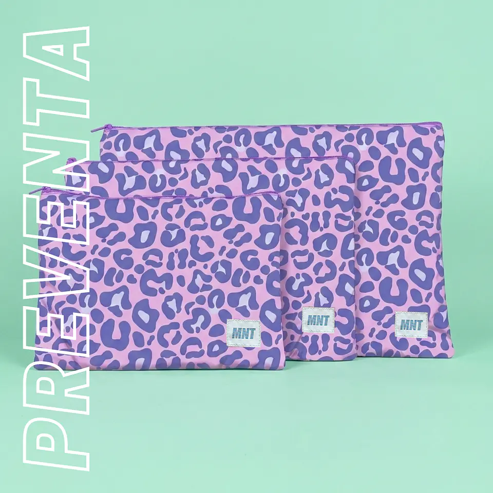 Kit Bolsas Viajeras Leopardo Lila 1