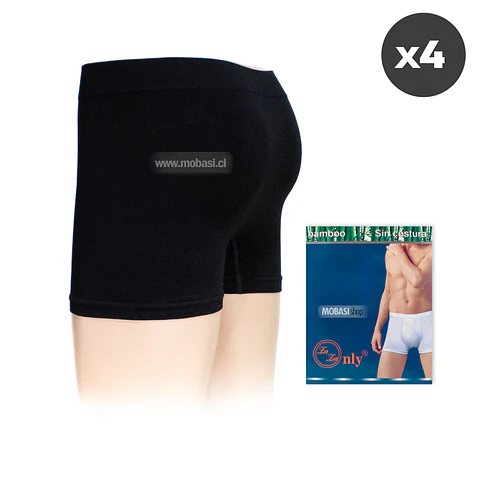 x4 Boxer Corto de Bambú sin Costura