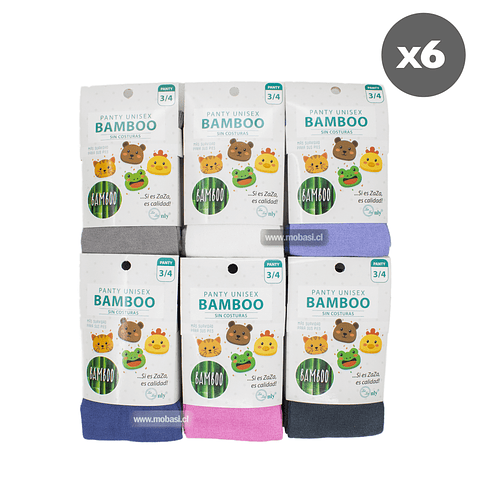 x6 Pantys de Bambú Niños Suaves y sin costura