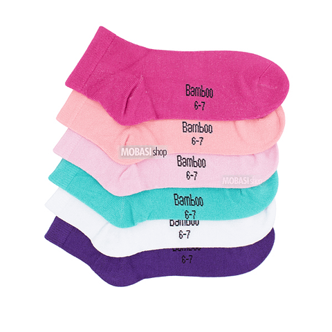 X6 Pares Calcetines Tobilleras Niñas Bambú Sin Costura