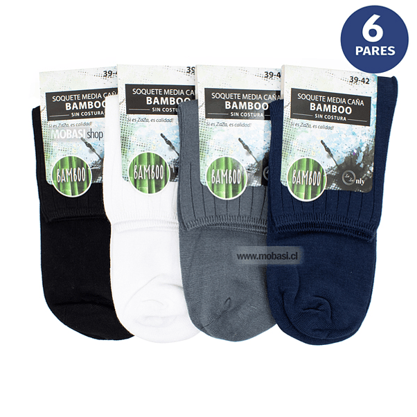 x6 Pares Calcetines Bambú Media caña - Sin costura 2