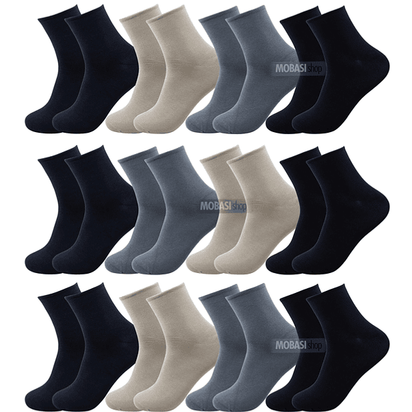 x12 Pares Calcetín Bambú Largo americano - Sin costura 1