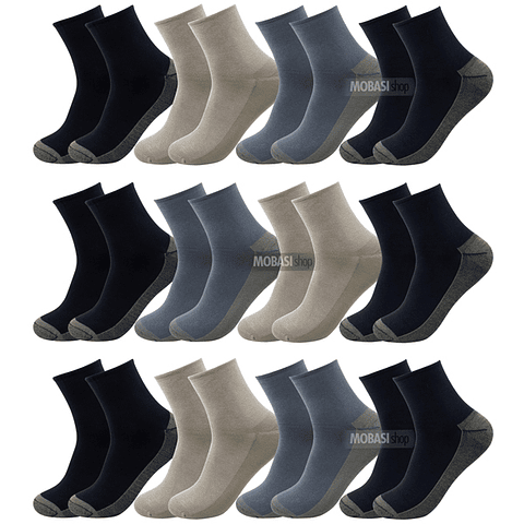 X12 Pares Calcetín Largo Americano Cobre+ Bambú - Sin Costura