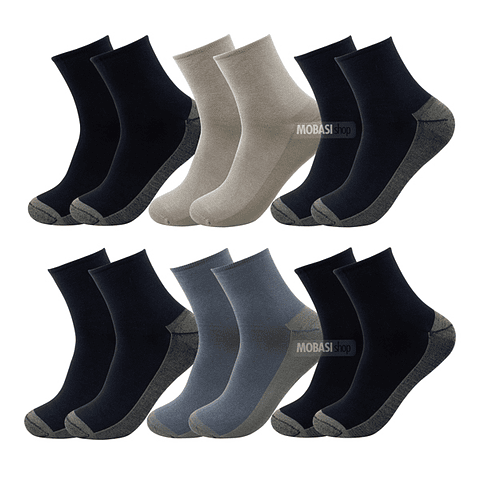 X6 Pares Calcetín Largo Americano Cobre+ Bambú - Sin Costura