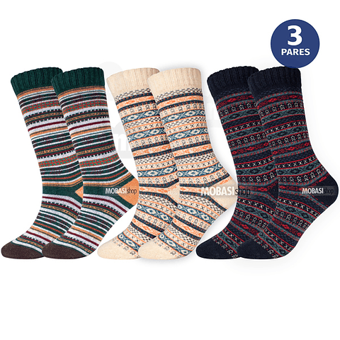 X3 Calcetín Invierno Lana Térmicos Grueso Sin Costura - Mujer