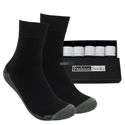 X5 Pares Calcetines Corte Medio Bambú +cobre en Caja Regalo