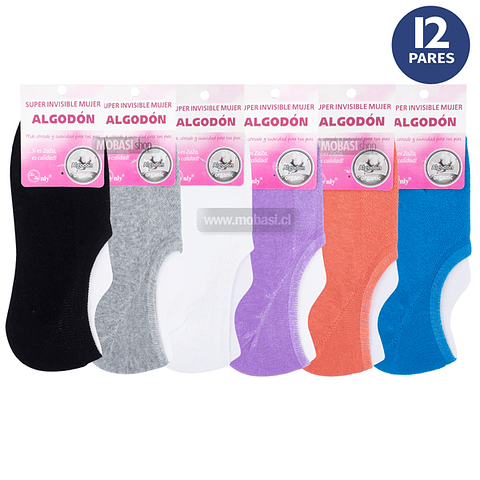 x12 Calcetín Tobilleras Super Invisible Algodón