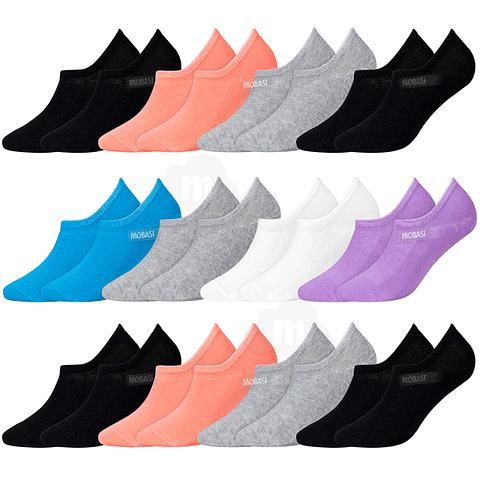 x12 Calcetín Tobilleras Super Invisible Algodón