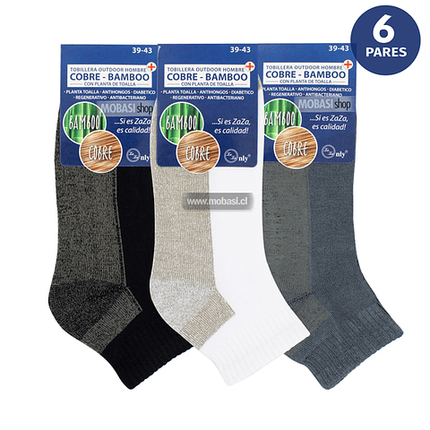 x6 Calcetín Tobillera Bambú +COBRE Outdoor Trekking