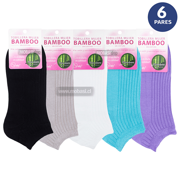 x6 Calcetín Tobilleras Acanalada Bambú - Sin costura 2