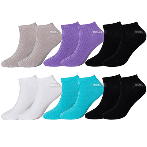 x6 Calcetín Tobilleras Acanalada Bambú - Sin costura