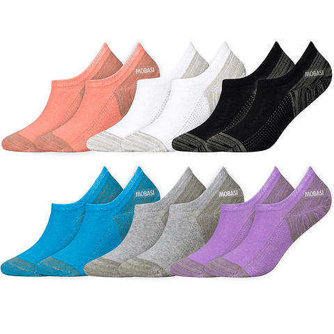 x6 Calcetín Tobilleras Super Invisible Algodón +COBRE - Sin costura