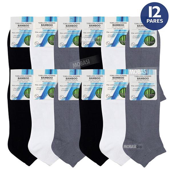x12 Calcetín Tobilleras de Bambú Hombre 2