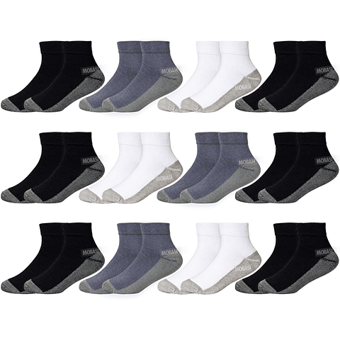 x12 Tobilleras Niños Bambú +COBRE - Sin costura