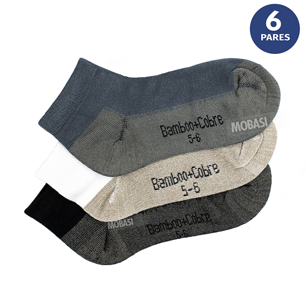 x6 Tobilleras Niños Bambú +COBRE - Sin costura 3