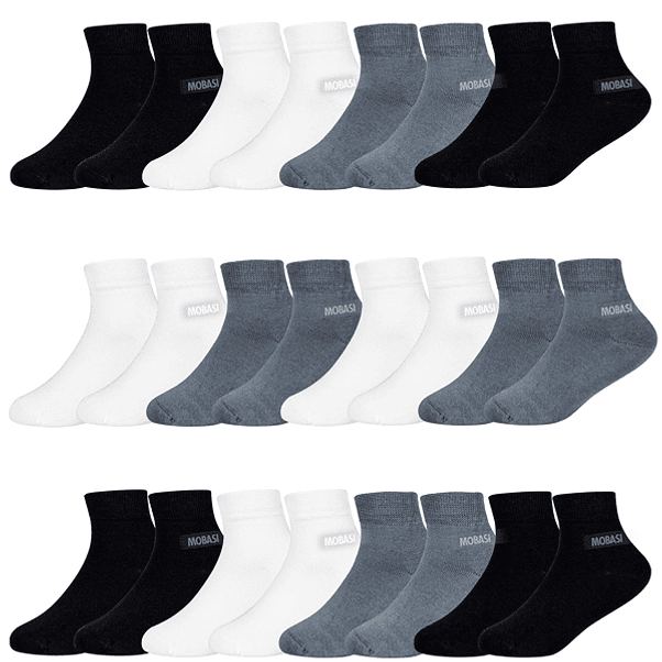 x12 Calcetines Tobilleras Bambú Niños - Sin costura 1