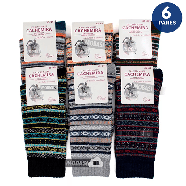 X6 Calcetín Invierno Lana Térmicos Grueso Sin Costura - Mujer 4