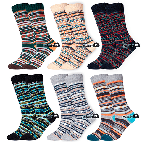 X6 Calcetín Invierno Lana Térmicos Grueso Sin Costura - Mujer