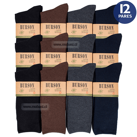 x12 Calcetines Polycotton Diabético - Sin costura 